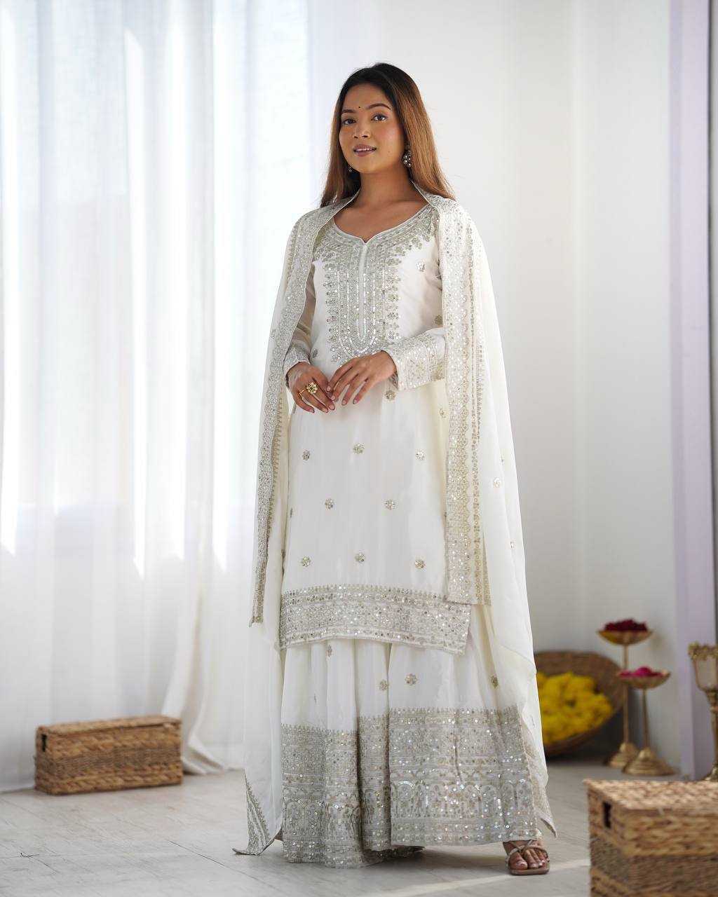 Ynf Chinon Silk KESH540 1114 Suits & Dresses Wholesale Sharara Salwar Suits Manufacturer