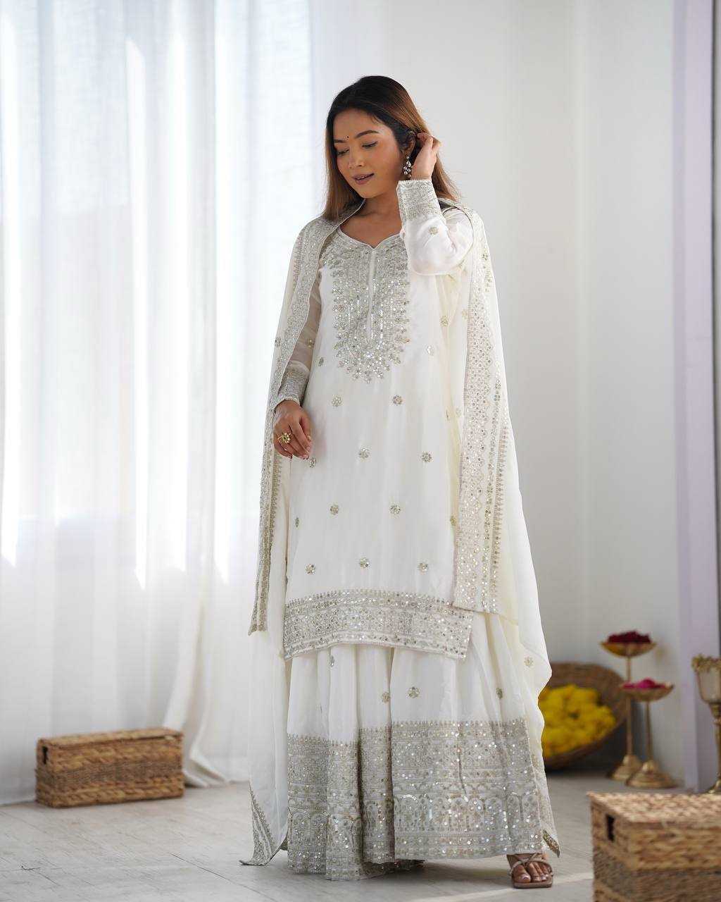 Ynf Chinon Silk KESH540 1114 Suits & Dresses Wholesale Sharara Salwar Suits Manufacturer