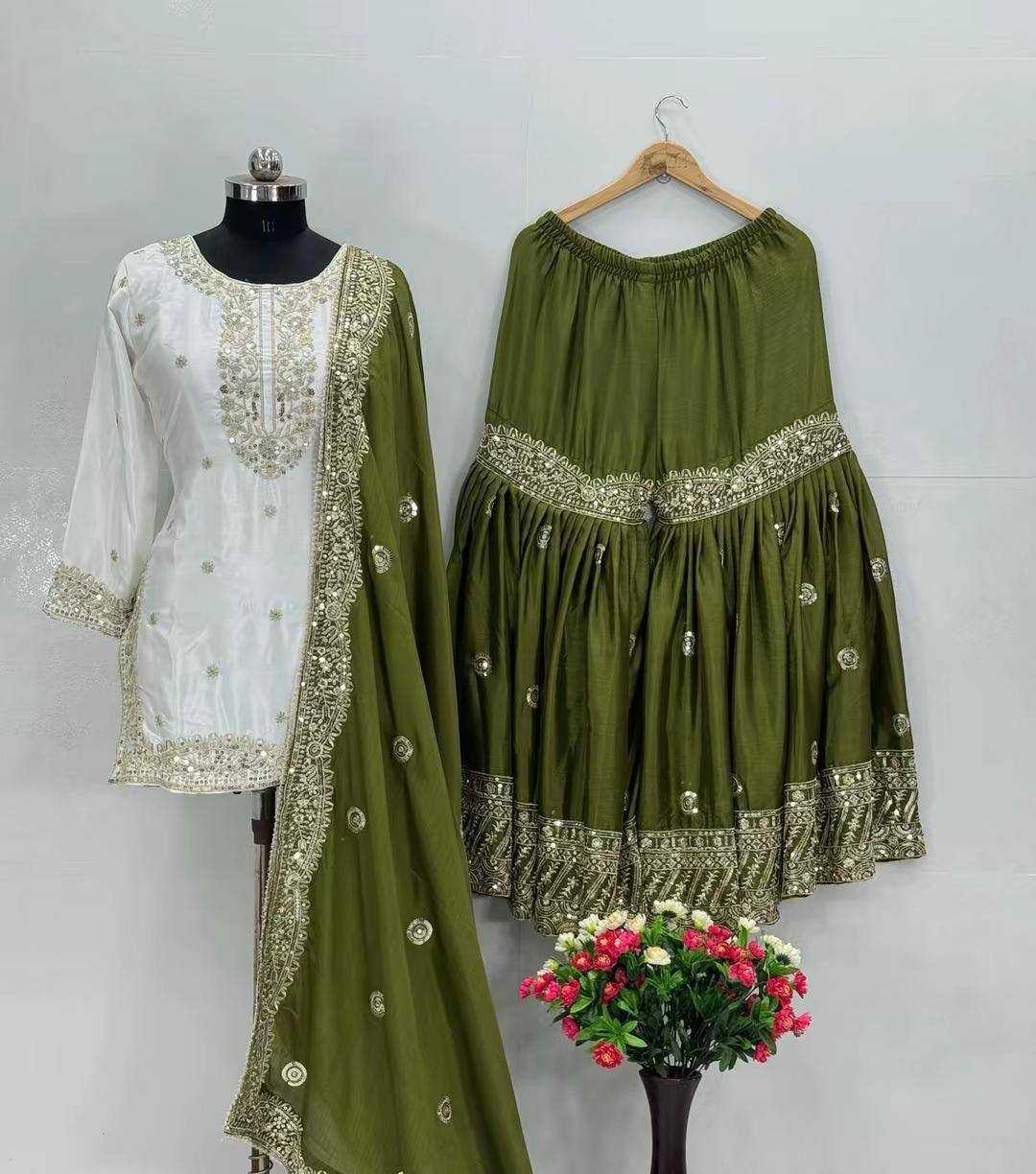Ynf Chinon Silk KESH540 1166 Suits & Dresses Wholesale Sharara Salwar Suits Embroidery Suits Manufacturer