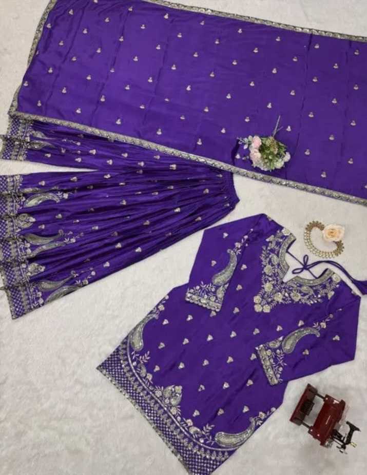 Ynf Chinon Silk KESH540 5010 Suits & Dresses Wholesale Sharara Salwar Suits Silk Suits Manufacturer