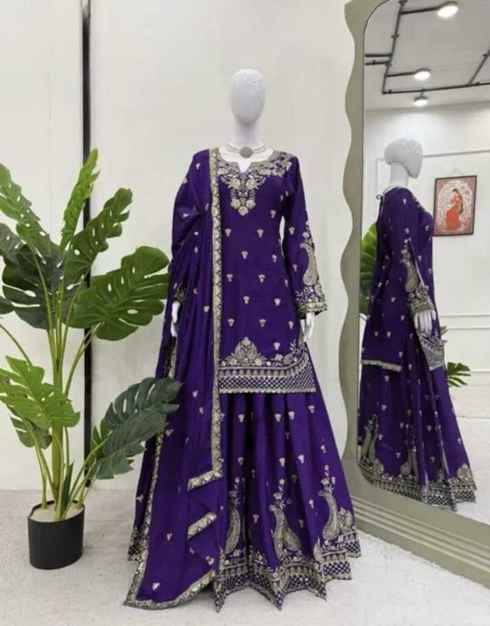 Ynf Chinon Silk KESH540 5010 Suits & Dresses Wholesale Sharara Salwar Suits Silk Suits Manufacturer