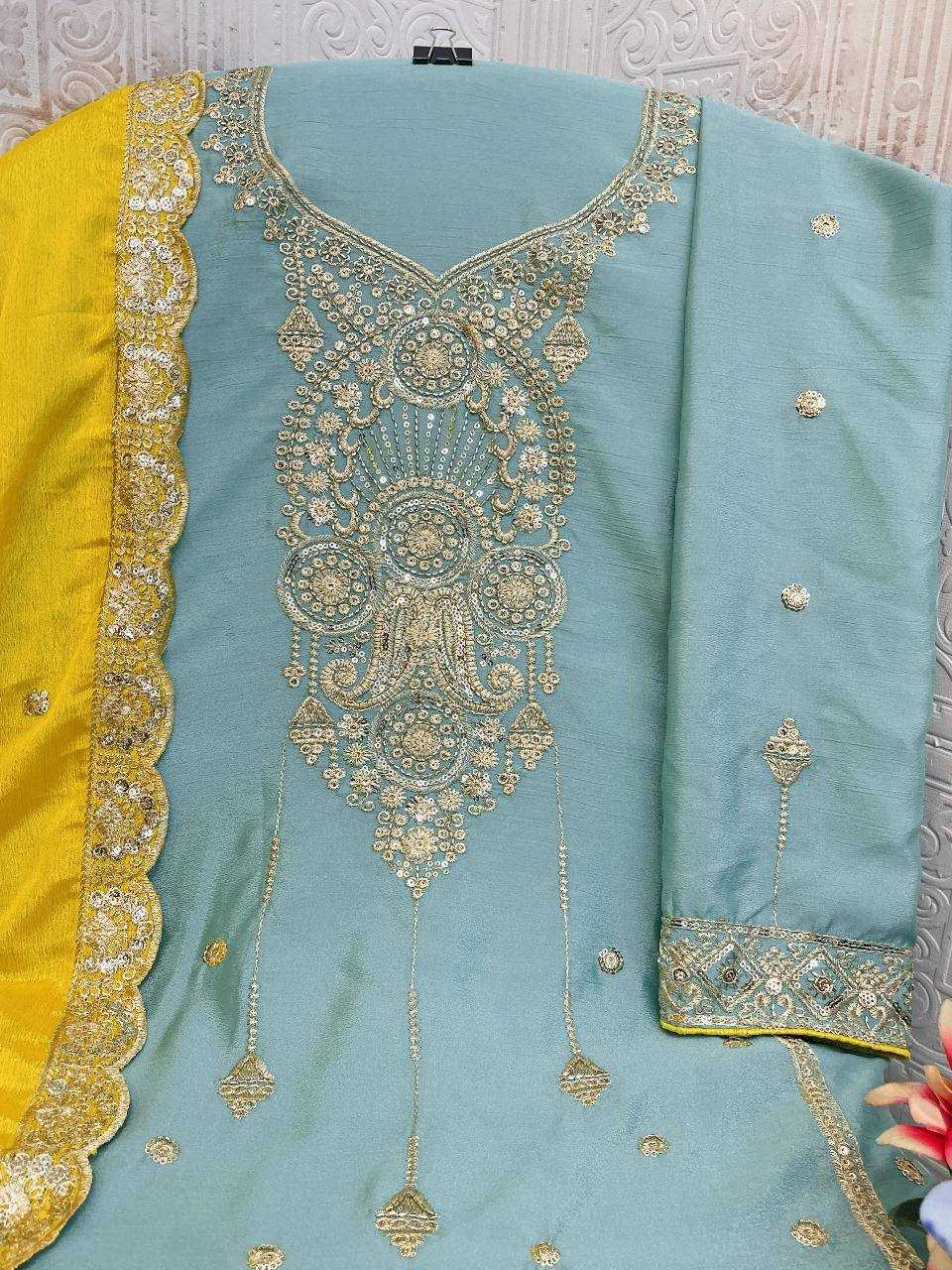 Ynf Chinon Silk RIN131 1311 Suits & Dresses Wholesale Ladies Suits Embroidery Suits Palazzo Suit Zari Work Suit Manufacturer