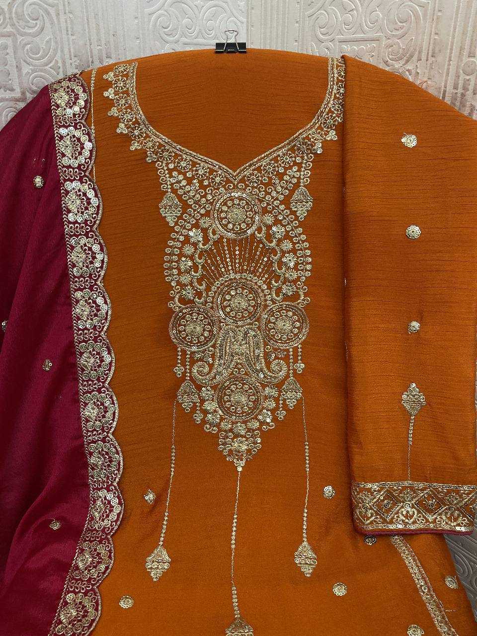 Ynf Chinon Silk RIN131 1311 Suits & Dresses Wholesale Ladies Suits Embroidery Suits Palazzo Suit Zari Work Suit Manufacturer