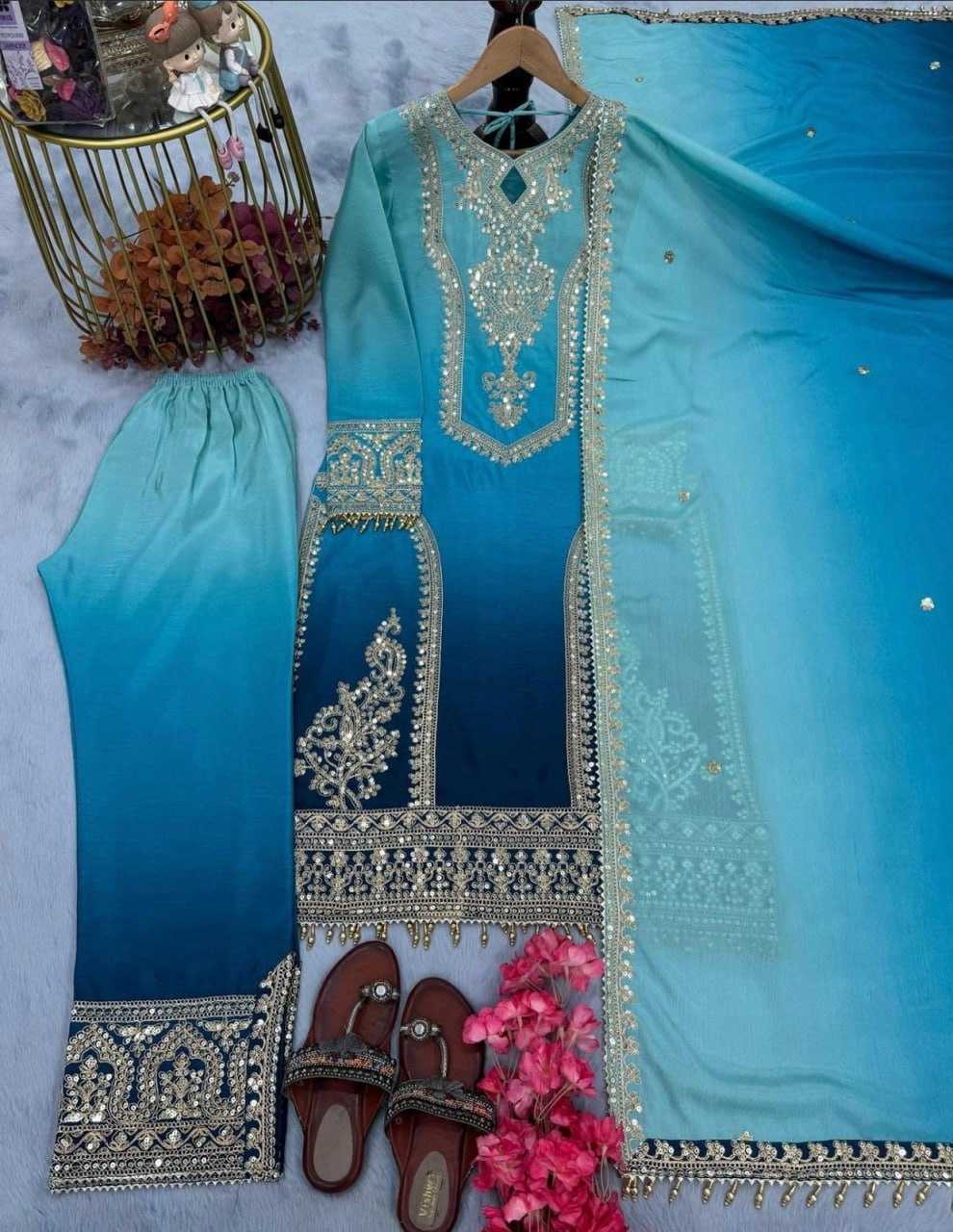 Ynf Chinon Silk RIN131 743 Suits & Dresses Wholesale Ladies Suits Kashmiri Suits Embroidery Suits Palazzo Suit Wedding Suits Manufacturer