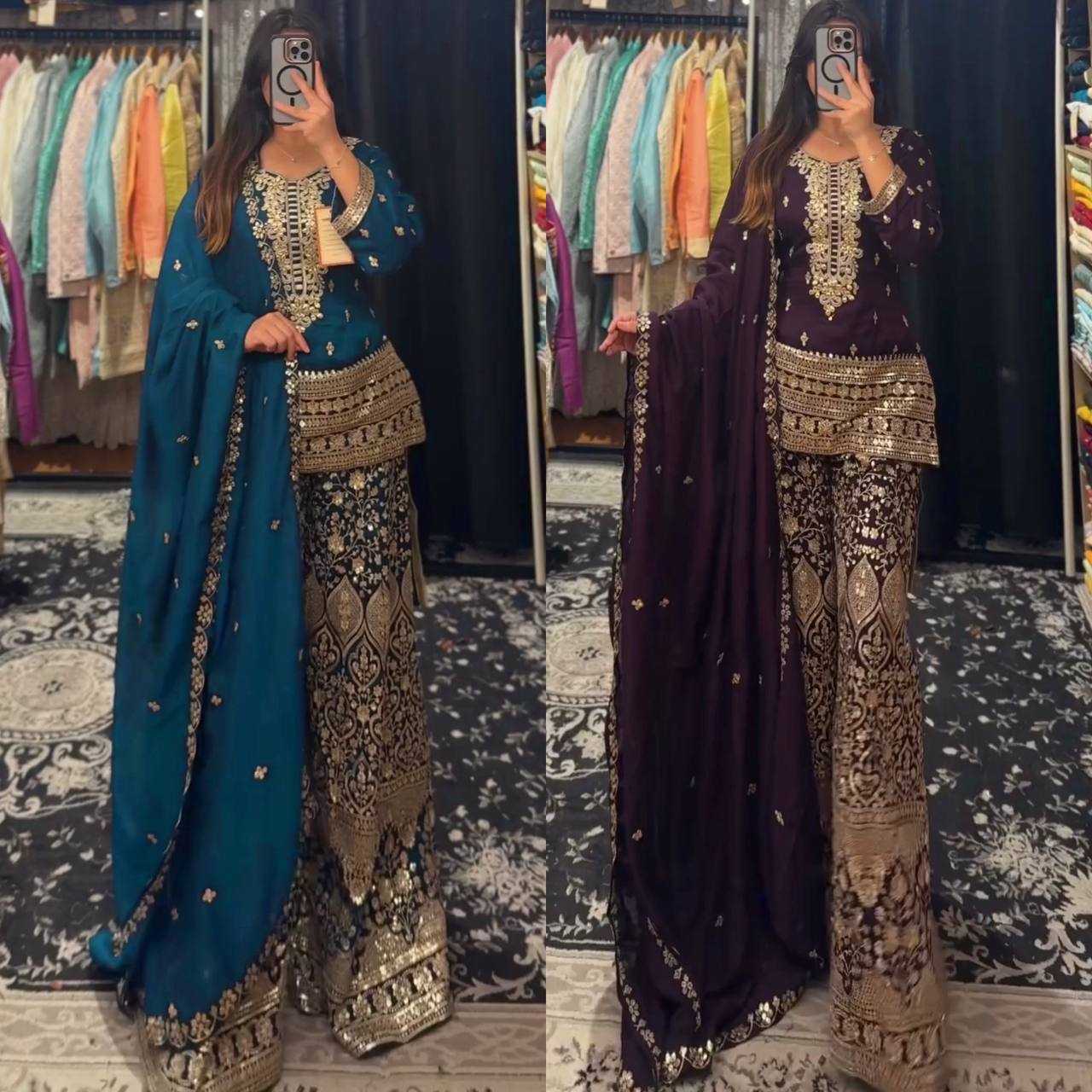 Ynf Chinon Silk RIN133 1519 Suits & Dresses Wedding Collections Festive Collections Wholesale Ladies Silk Suit Designer Suits Wedding guest dresses Manufacturer