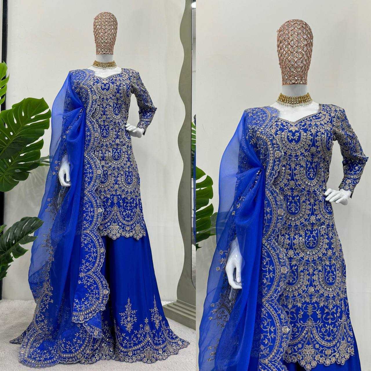 Ynf Chinon Silk RIN162 5741 Suits & Dresses Wholesale Ladies Suits Embroidery Suits Palazzo Suit Bridal Wedding Dresses Manufacturer