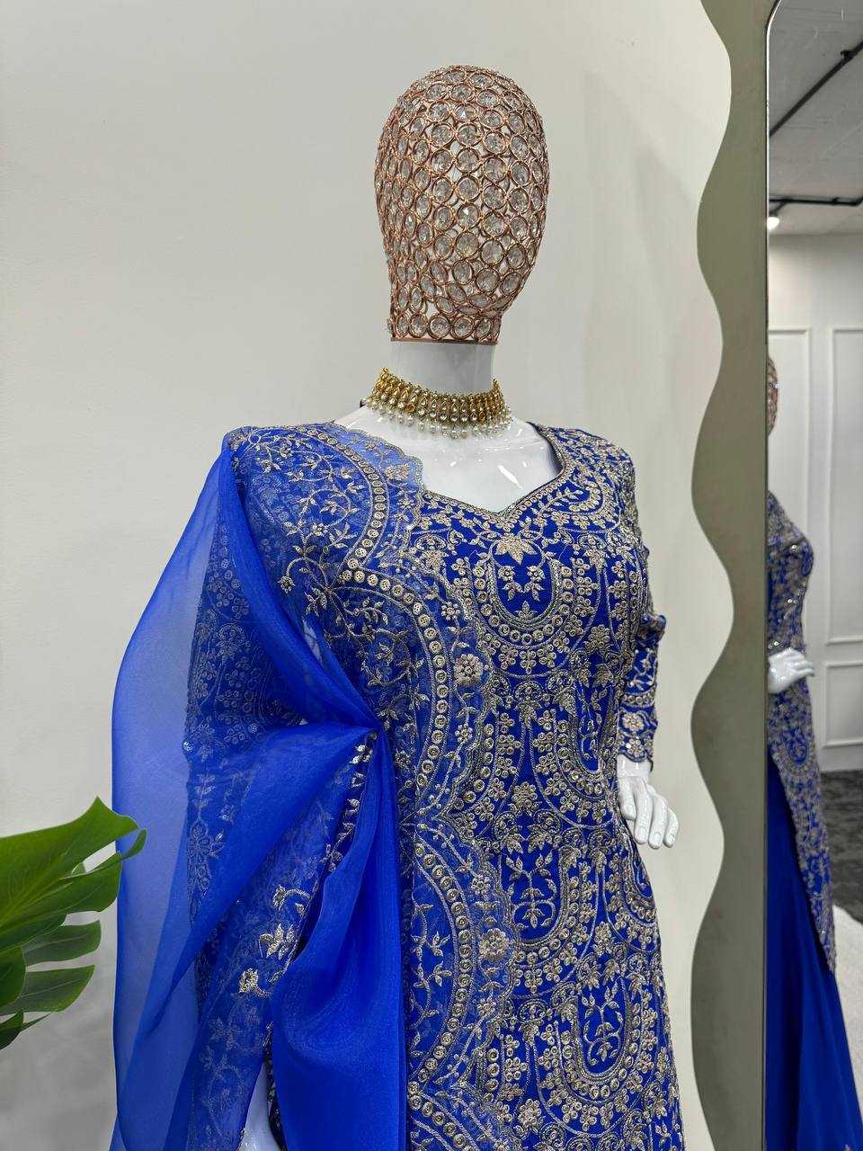 Ynf Chinon Silk RIN162 5741 Suits & Dresses Wholesale Ladies Suits Embroidery Suits Palazzo Suit Bridal Wedding Dresses Manufacturer