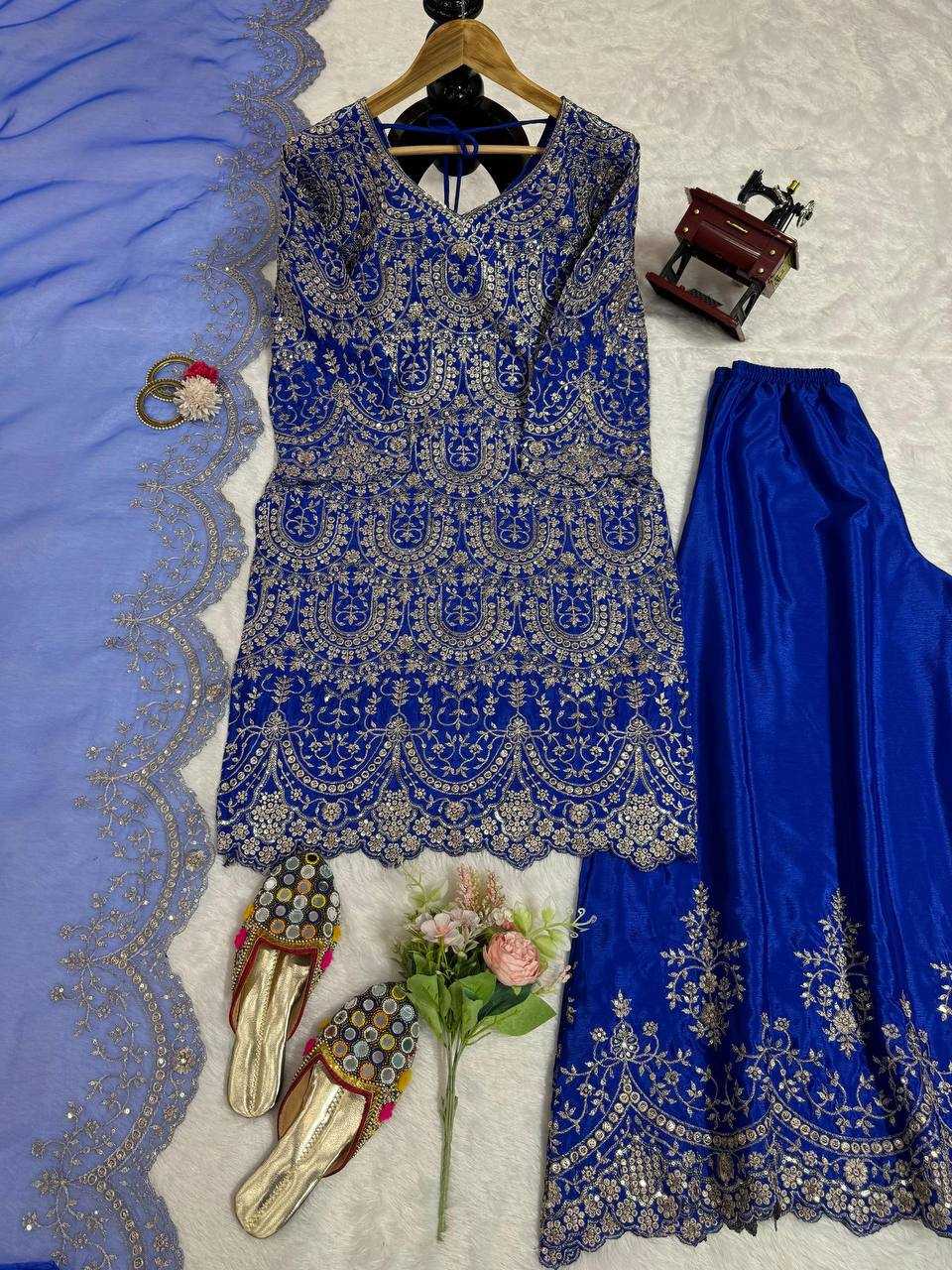 Ynf Chinon Silk RIN162 5741 Suits & Dresses Wholesale Ladies Suits Embroidery Suits Palazzo Suit Bridal Wedding Dresses Manufacturer
