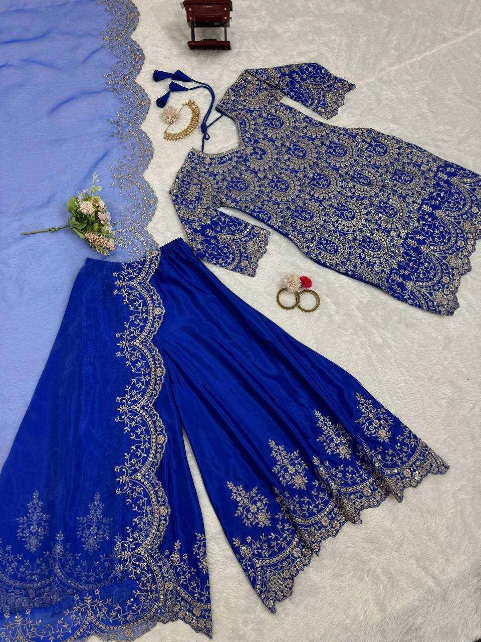 Ynf Chinon Silk RIN162 5741 Suits & Dresses Wholesale Ladies Suits Embroidery Suits Palazzo Suit Bridal Wedding Dresses Manufacturer