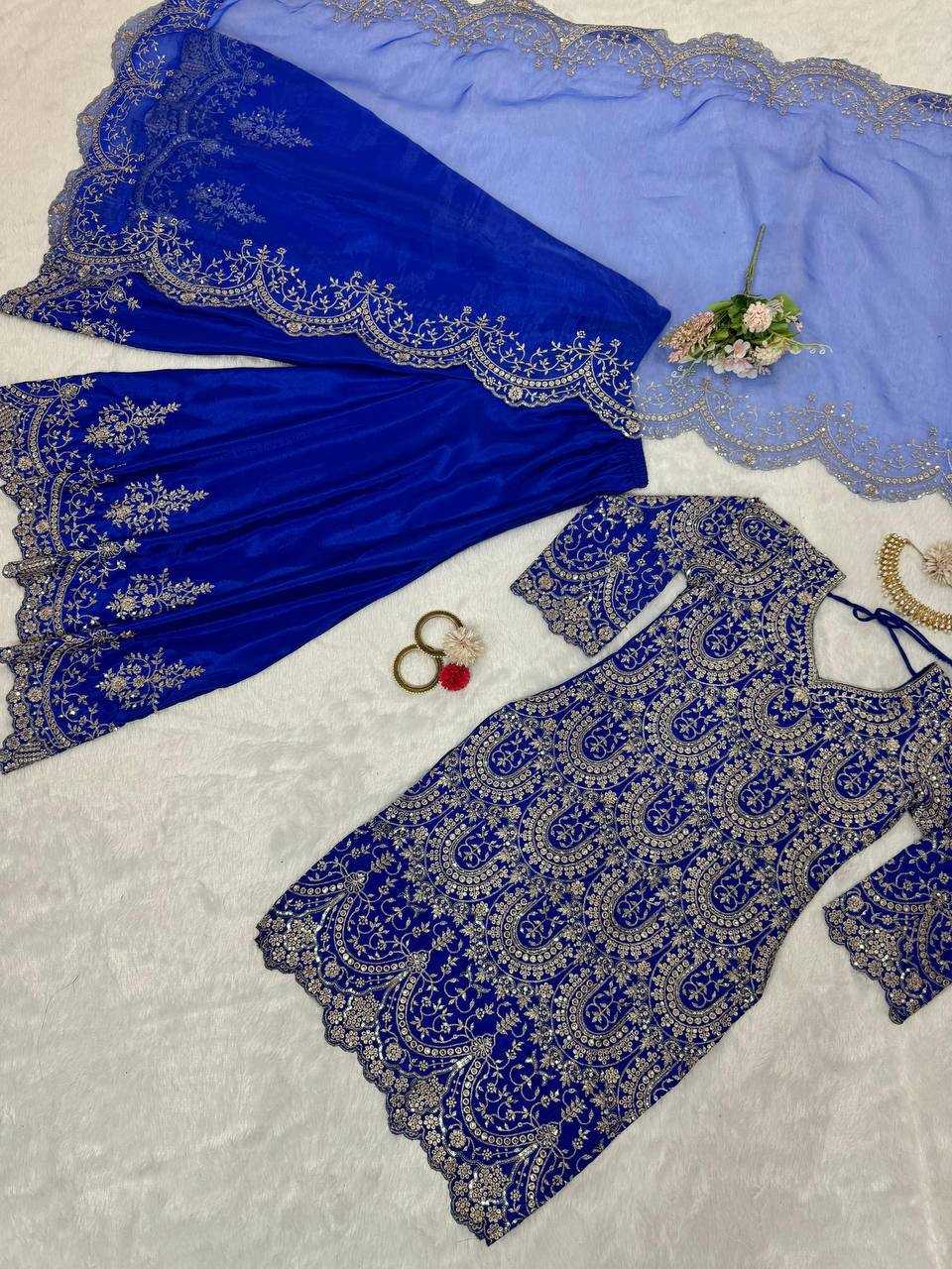 Ynf Chinon Silk RIN162 5741 Suits & Dresses Wholesale Ladies Suits Embroidery Suits Palazzo Suit Bridal Wedding Dresses Manufacturer