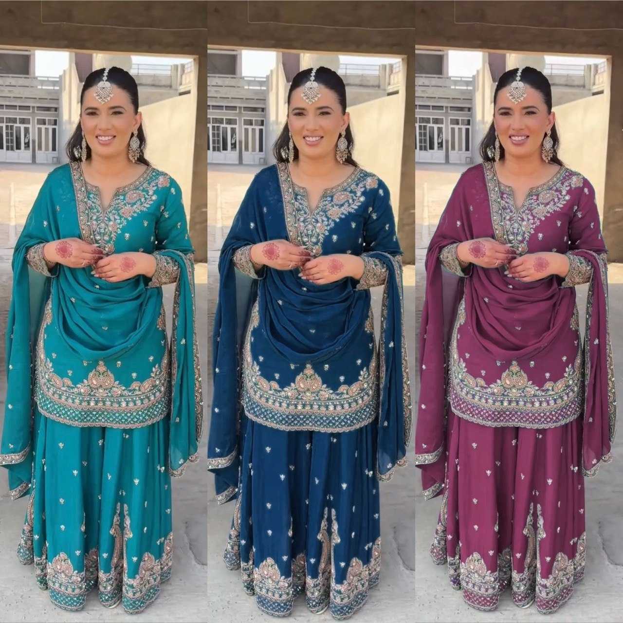 Ynf Chinon Silk RIN162 5852 Suits & Dresses Wholesale Palazzo Suit Ladies Silk Suit Wedding Suits Manufacturer