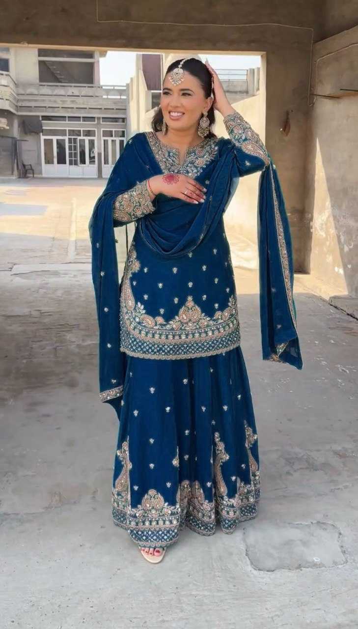 Ynf Chinon Silk RIN162 5852 Suits & Dresses Wholesale Palazzo Suit Ladies Silk Suit Wedding Suits Manufacturer