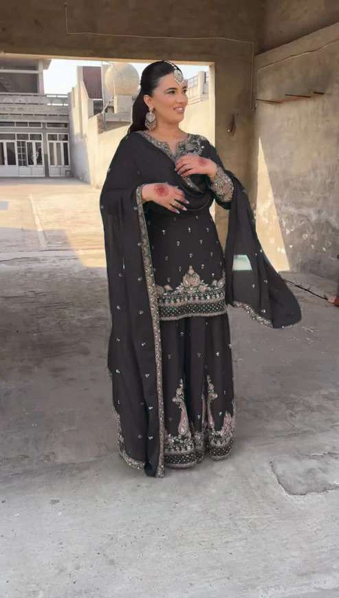 Ynf Chinon Silk RIN162 5852 Suits & Dresses Wholesale Palazzo Suit Ladies Silk Suit Wedding Suits Manufacturer