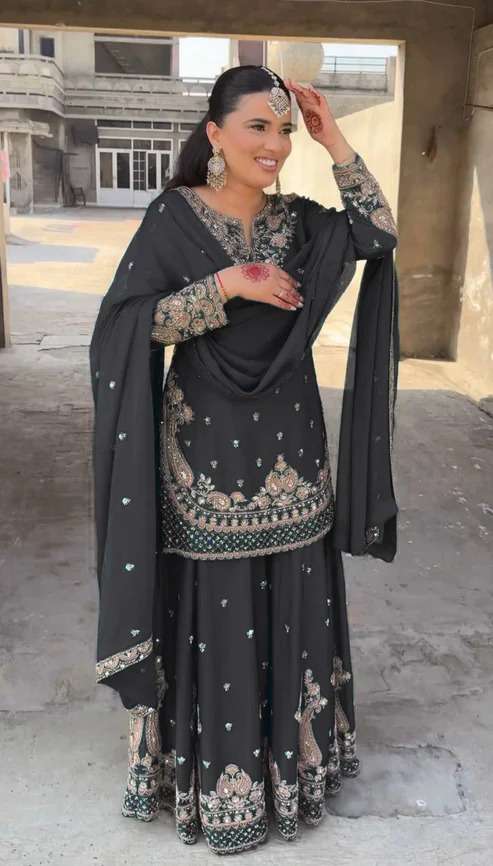 Ynf Chinon Silk RIN162 5852 Suits & Dresses Wholesale Palazzo Suit Ladies Silk Suit Wedding Suits Manufacturer