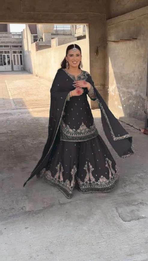 Ynf Chinon Silk RIN162 5852 Suits & Dresses Wholesale Palazzo Suit Ladies Silk Suit Wedding Suits Manufacturer