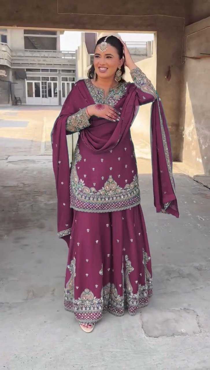 Ynf Chinon Silk RIN162 5852 Suits & Dresses Wholesale Palazzo Suit Ladies Silk Suit Wedding Suits Manufacturer