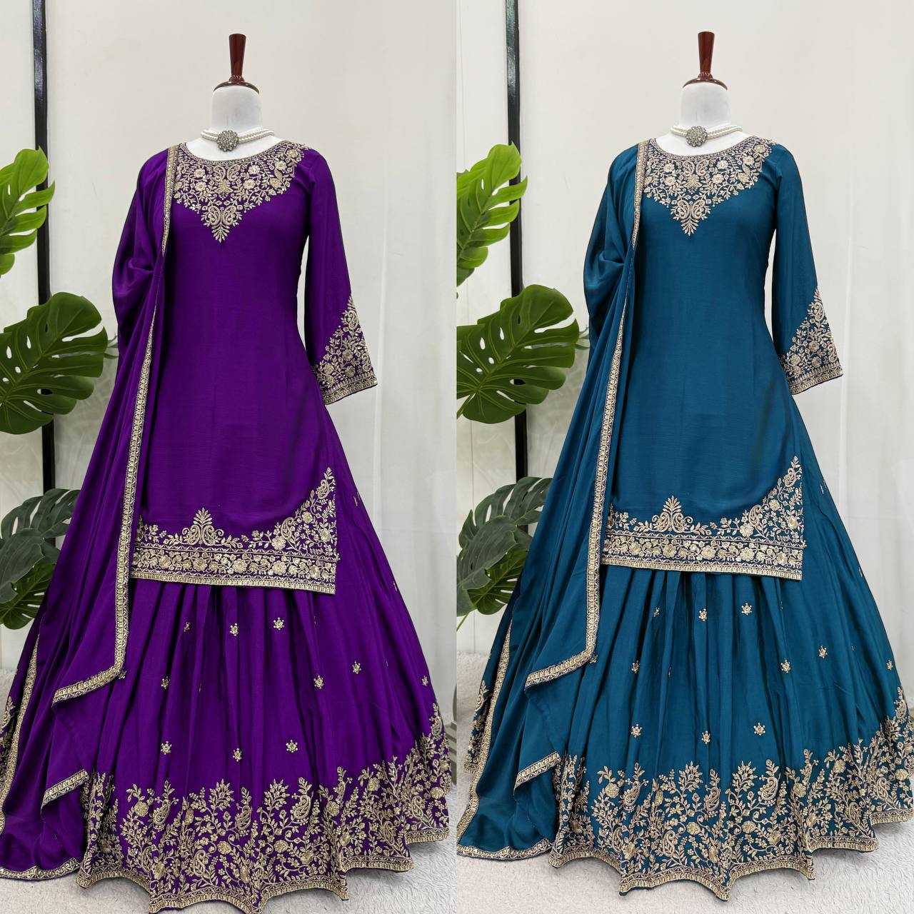 Ynf Chinon Silk RIN162 5890 Suits & Dresses Wedding Collections Festive Collections Wholesale Indo Western Dresses Ladies Silk Suit Wedding Outfits Manufacturer