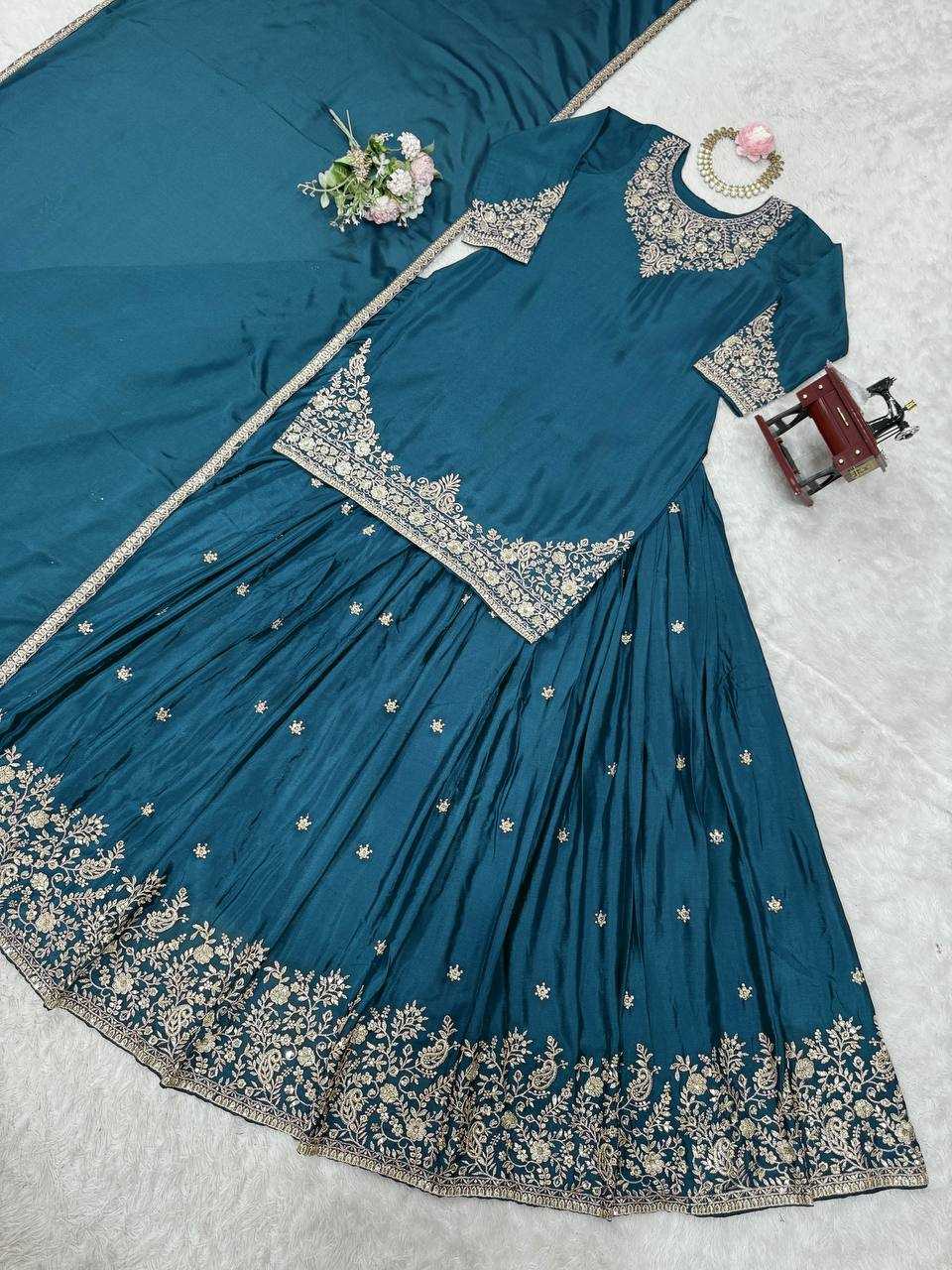 Ynf Chinon Silk RIN162 5890 Suits & Dresses Wedding Collections Festive Collections Wholesale Indo Western Dresses Ladies Silk Suit Wedding Outfits Manufacturer