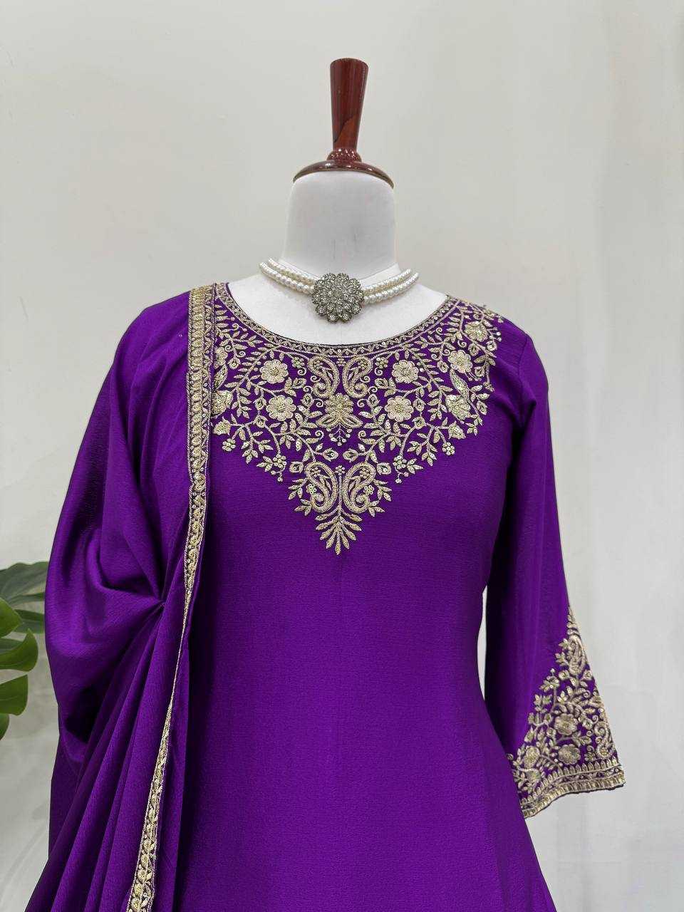 Ynf Chinon Silk RIN162 5890 Suits & Dresses Wedding Collections Festive Collections Wholesale Indo Western Dresses Ladies Silk Suit Wedding Outfits Manufacturer