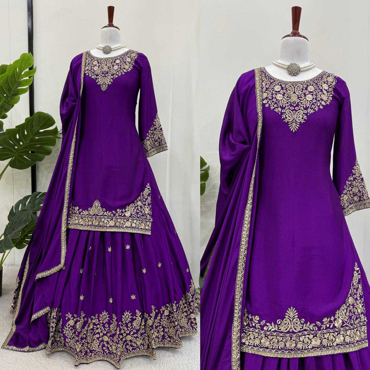 Ynf Chinon Silk RIN162 5890 Suits & Dresses Wedding Collections Festive Collections Wholesale Indo Western Dresses Ladies Silk Suit Wedding Outfits Manufacturer