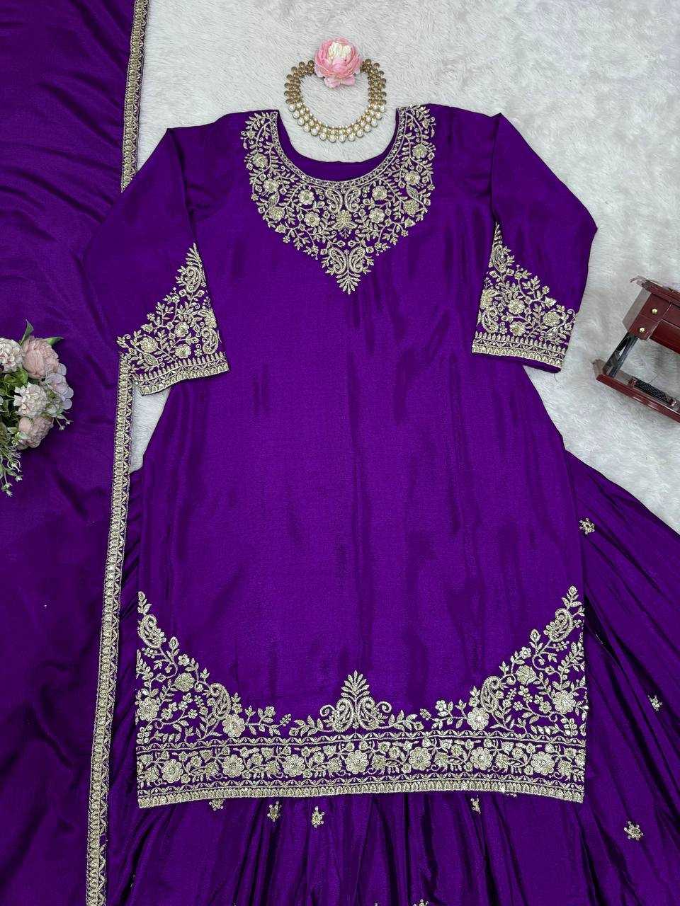 Ynf Chinon Silk RIN162 5890 Suits & Dresses Wedding Collections Festive Collections Wholesale Indo Western Dresses Ladies Silk Suit Wedding Outfits Manufacturer