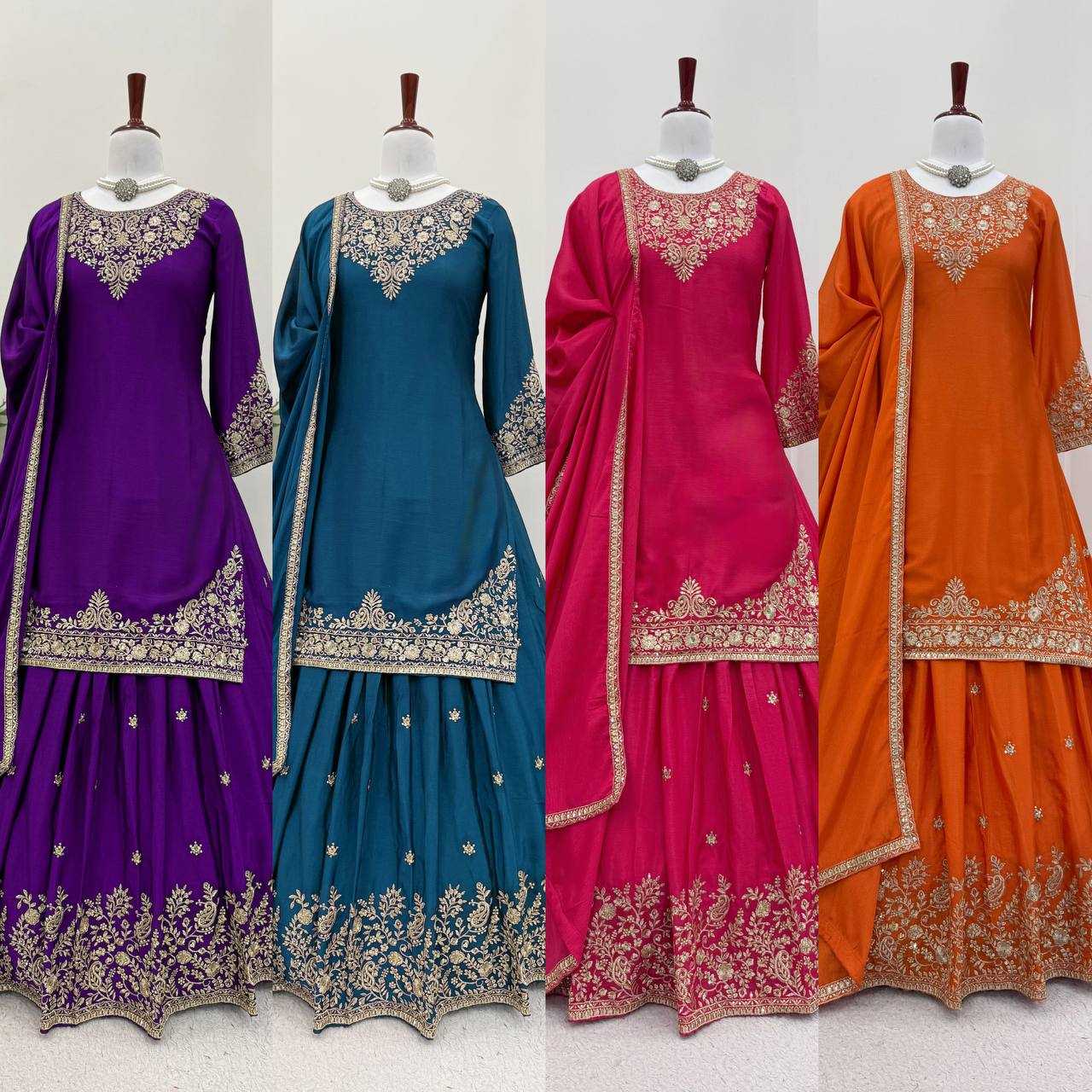 Ynf Chinon Silk RIN162 5890 Suits & Dresses Wedding Collections Festive Collections Wholesale Indo Western Dresses Ladies Silk Suit Wedding Outfits Manufacturer