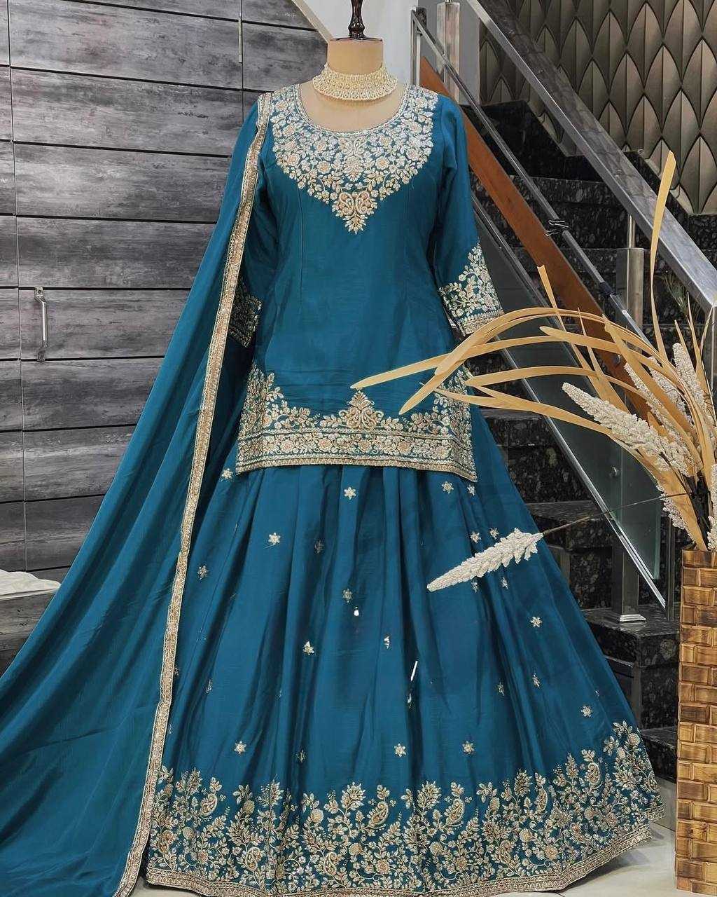Ynf Chinon Silk RIN162 5890 Suits & Dresses Wedding Collections Festive Collections Wholesale Indo Western Dresses Ladies Silk Suit Wedding Outfits Manufacturer