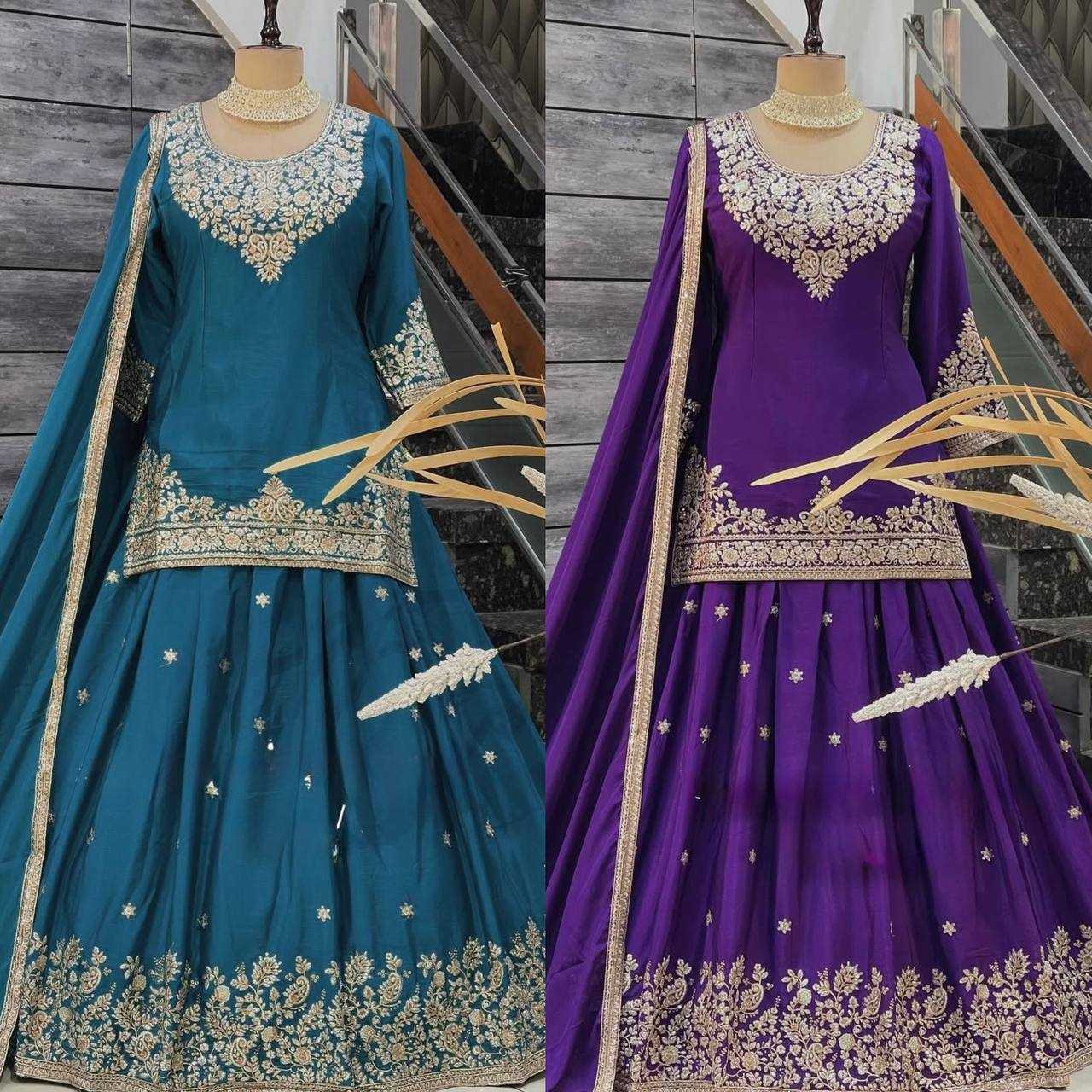 Ynf Chinon Silk RIN162 5890 Suits & Dresses Wedding Collections Festive Collections Wholesale Indo Western Dresses Ladies Silk Suit Wedding Outfits Manufacturer