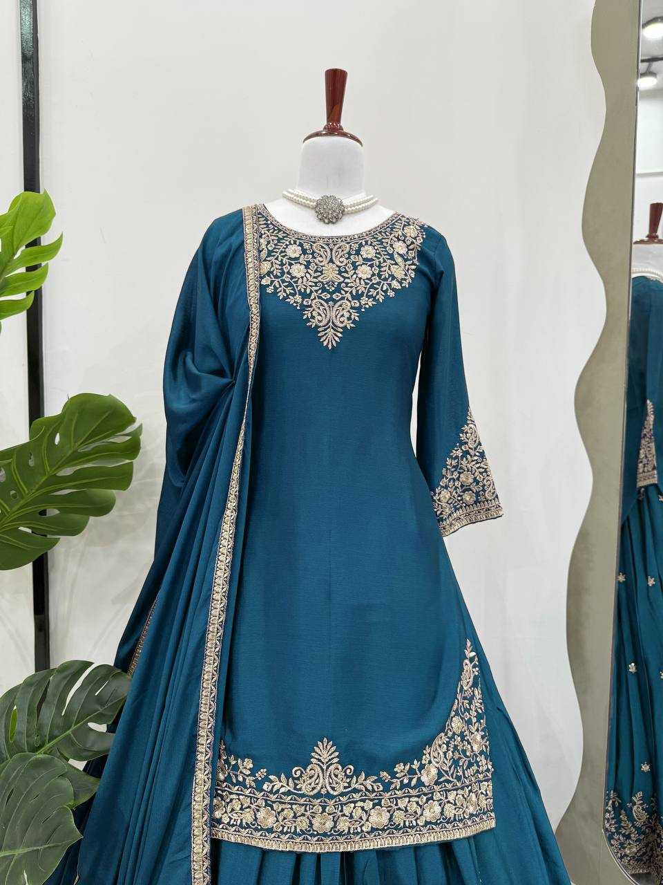 Ynf Chinon Silk RIN162 5890 Suits & Dresses Wedding Collections Festive Collections Wholesale Indo Western Dresses Ladies Silk Suit Wedding Outfits Manufacturer