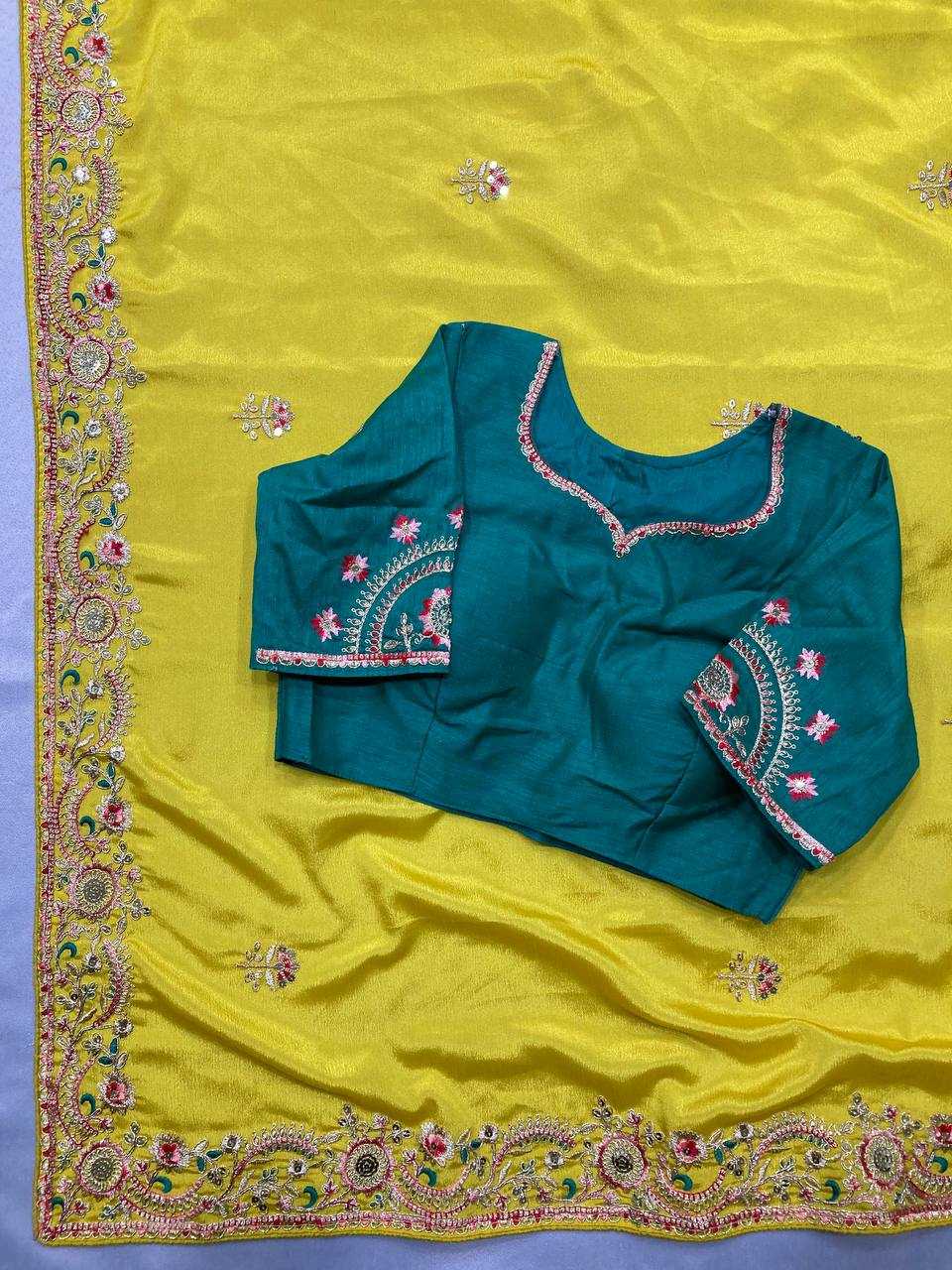Ynf Chinon Silk RIN188 Newton Sarees Wholesale Party Wear Sarees Fancy Sarees Embroidered Sarees Manufacturer