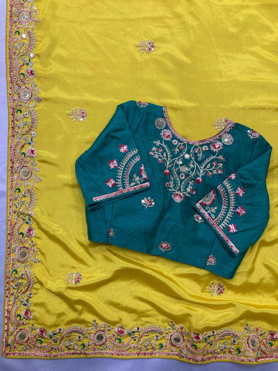 Ynf Chinon Silk RIN188 Newton Sarees Wholesale Party Wear Sarees Fancy Sarees Embroidered Sarees Manufacturer