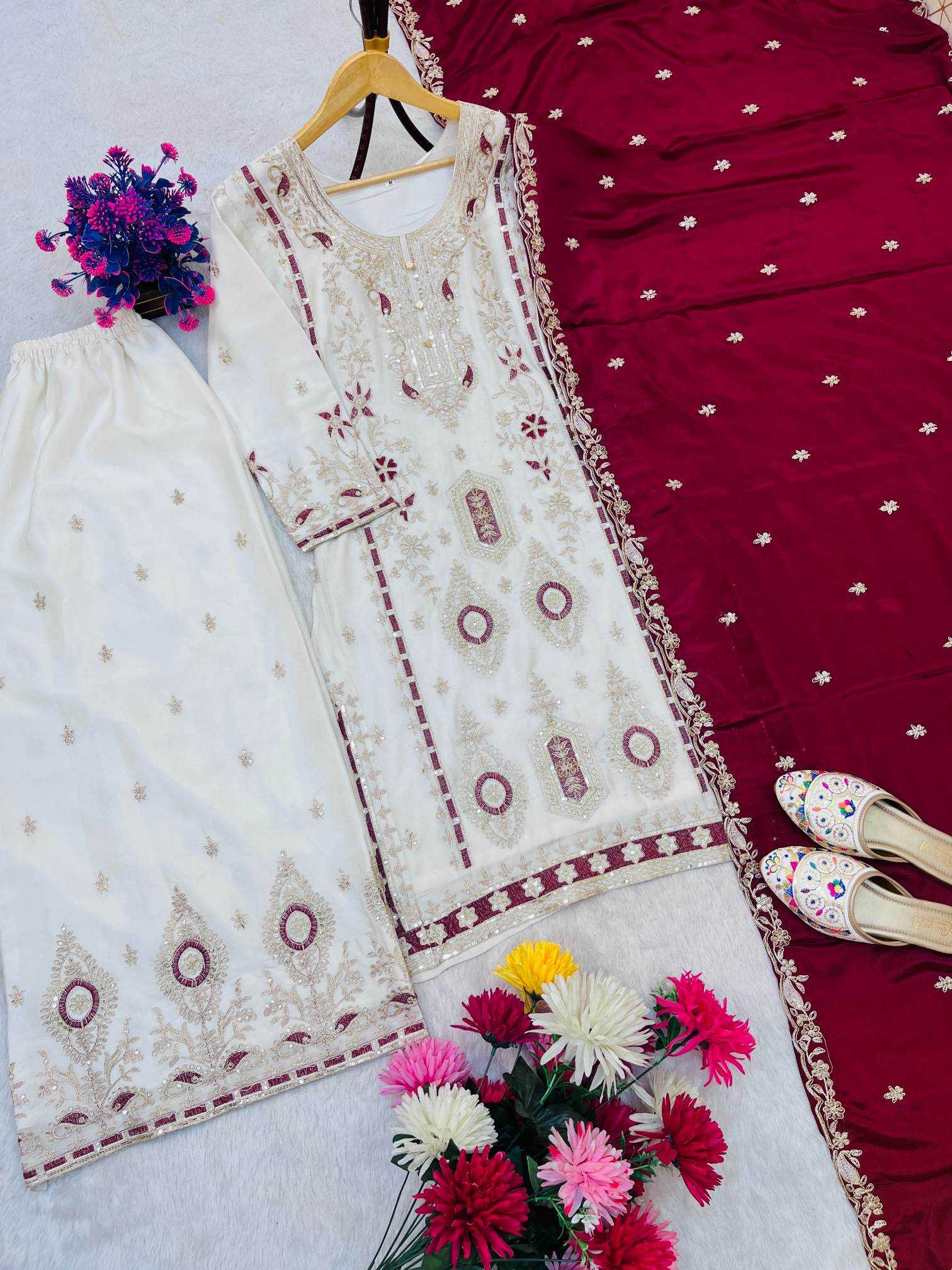 Ynf Chinon Silk RIN212 7040 Kurti Festive Collections Wholesale Kurti With Palazzo Eid Collections Manufacturer