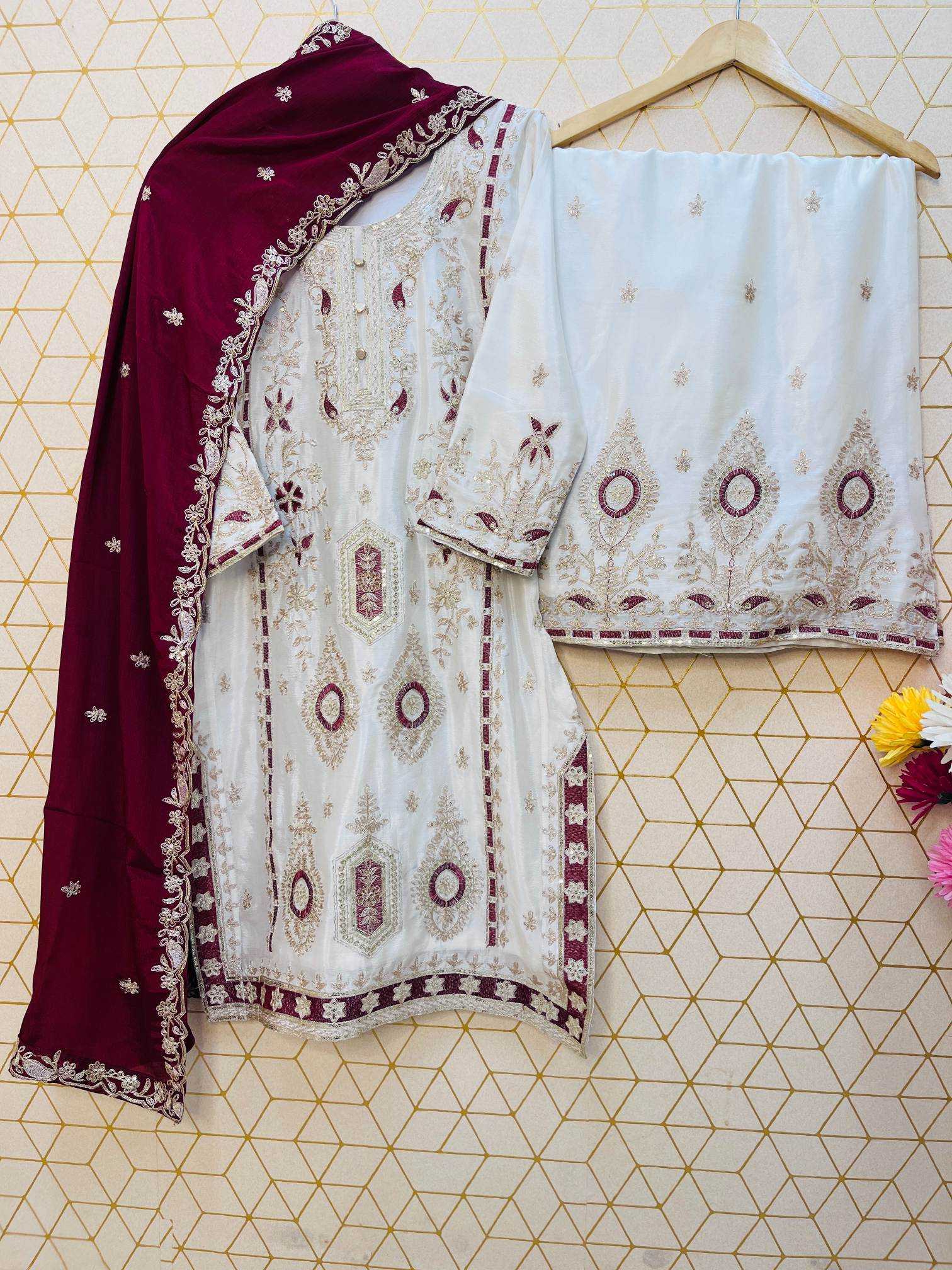 Ynf Chinon Silk RIN212 7040 Kurti Festive Collections Wholesale Kurti With Palazzo Eid Collections Manufacturer