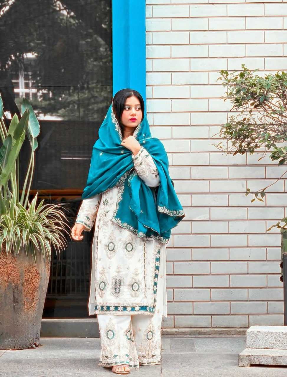 Ynf Chinon Silk RIN212 7040 Suits & Dresses Wholesale Ladies Suits Embroidery Suits Palazzo Suit Wedding guest dresses Manufacturer