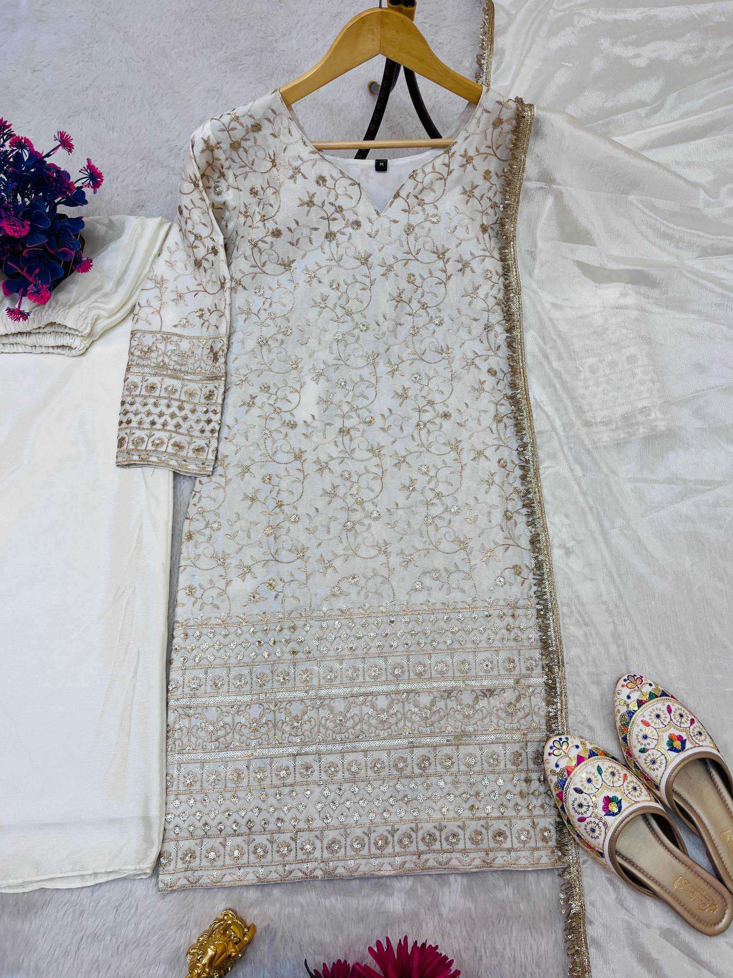 Ynf Chinon Silk RIN212 7041 Kurti Festive Collections Wholesale Kurti With Palazzo Eid Collections Manufacturer
