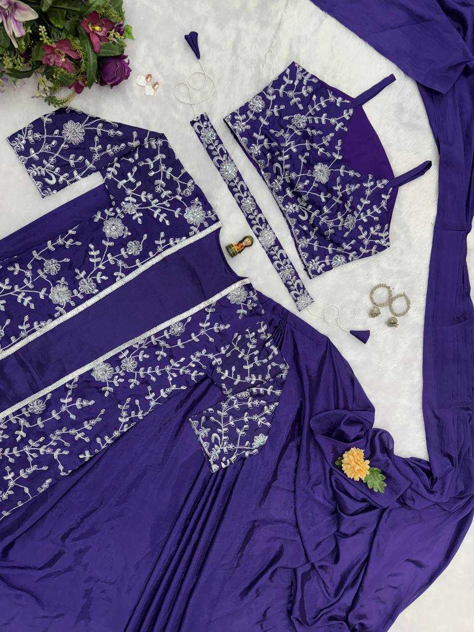 Ynf Chinon Silk RIN215 1094 Sarees Silk Sarees Wholesale Designer Sarees Ready To Wear Sarees Embroidered Sarees Manufacturer