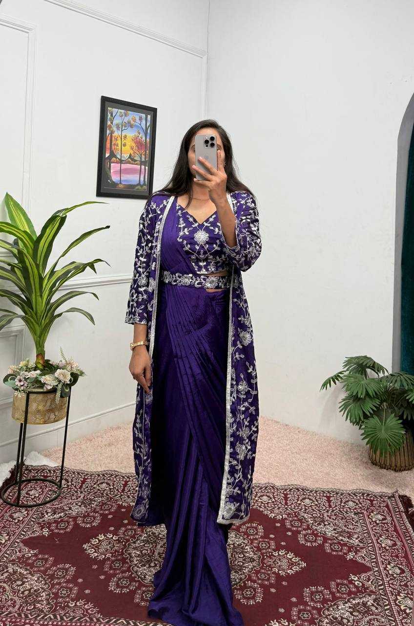 Ynf Chinon Silk RIN215 1094 Sarees Silk Sarees Wholesale Designer Sarees Ready To Wear Sarees Embroidered Sarees Manufacturer
