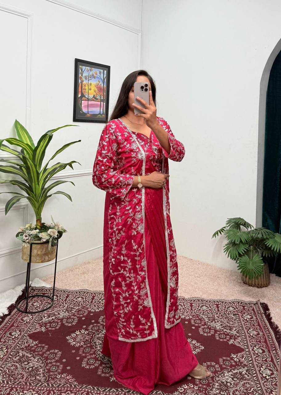 Ynf Chinon Silk RIN215 1094 Sarees Silk Sarees Wholesale Designer Sarees Ready To Wear Sarees Embroidered Sarees Manufacturer