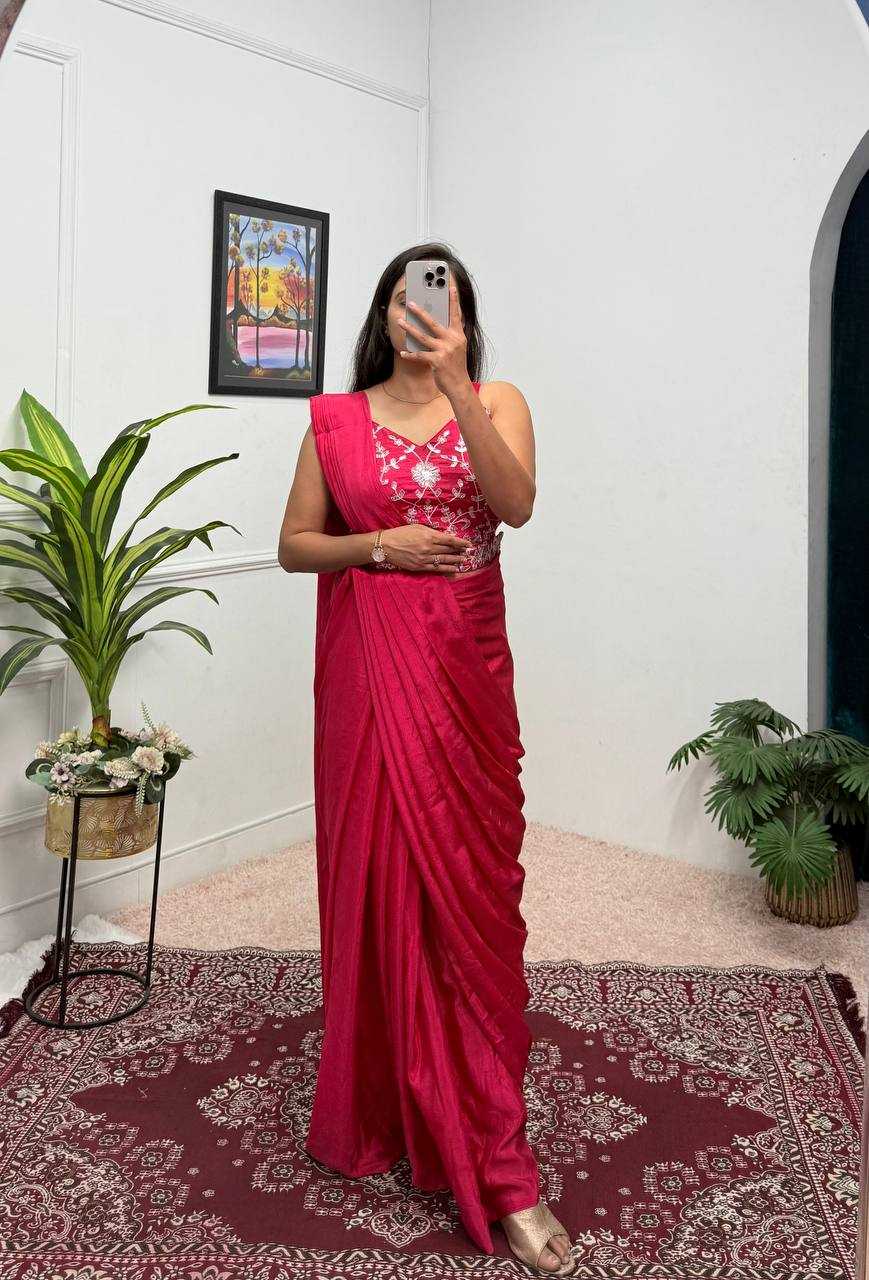 Ynf Chinon Silk RIN215 1094 Sarees Silk Sarees Wholesale Designer Sarees Ready To Wear Sarees Embroidered Sarees Manufacturer