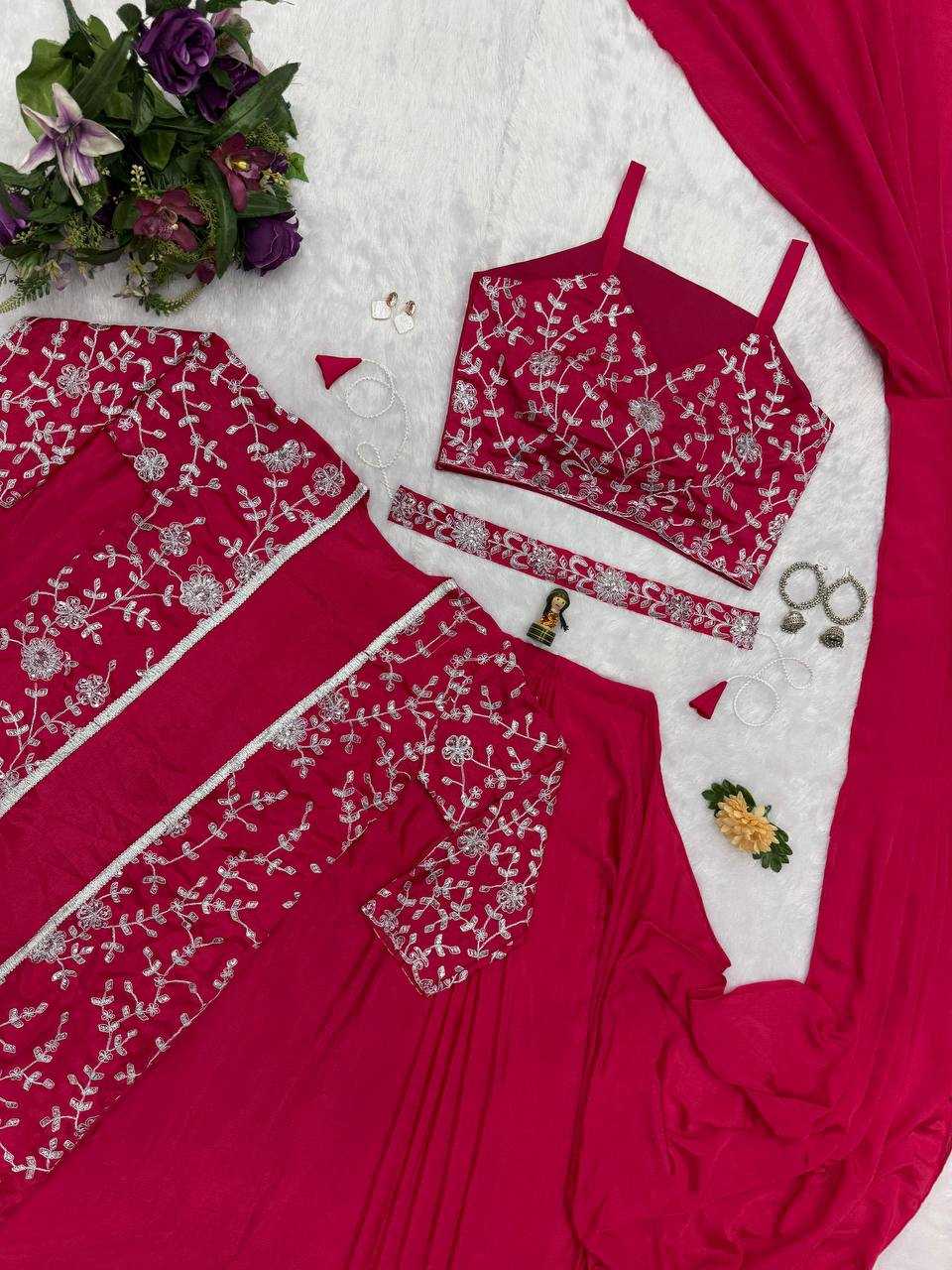 Ynf Chinon Silk RIN215 1094 Sarees Silk Sarees Wholesale Designer Sarees Ready To Wear Sarees Embroidered Sarees Manufacturer