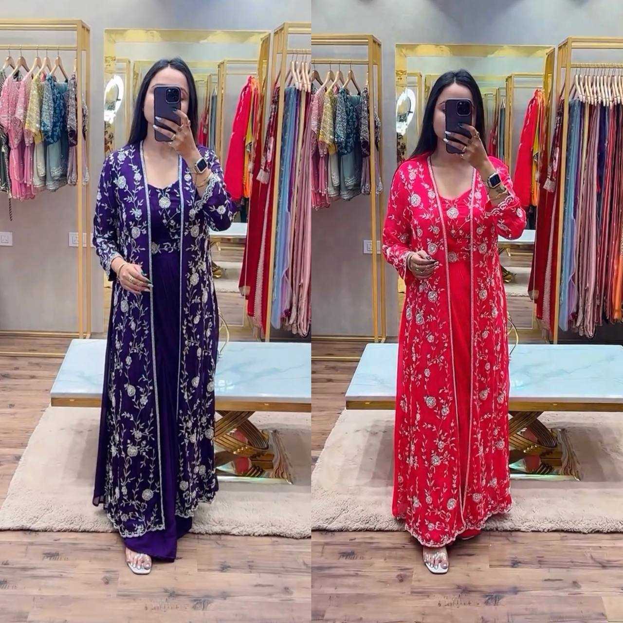 Ynf Chinon Silk RIN215 1094 Sarees Silk Sarees Wholesale Designer Sarees Ready To Wear Sarees Embroidered Sarees Manufacturer