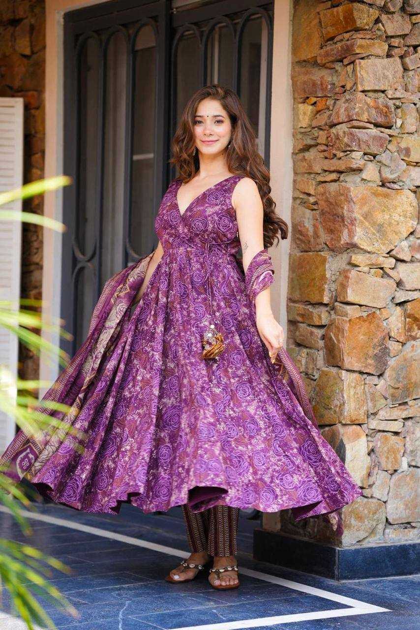 Ynf Cotton KESH154 305 Gowns Wholesale Printed Gowns Embroidery Gowns Anarkali Gown Manufacturer