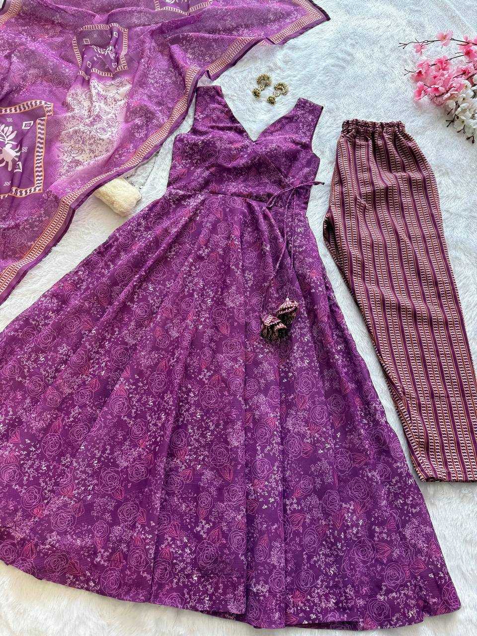 Ynf Cotton KESH154 305 Gowns Wholesale Printed Gowns Embroidery Gowns Anarkali Gown Manufacturer