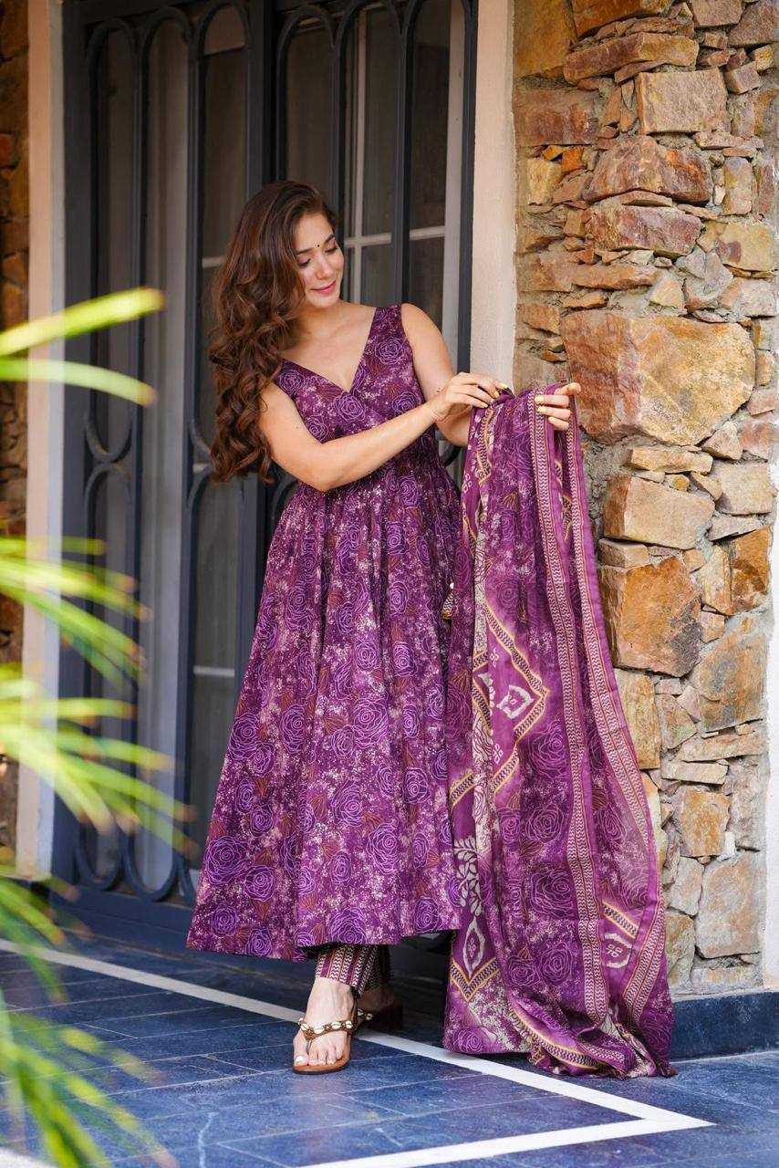 Ynf Cotton KESH154 305 Gowns Wholesale Printed Gowns Embroidery Gowns Anarkali Gown Manufacturer