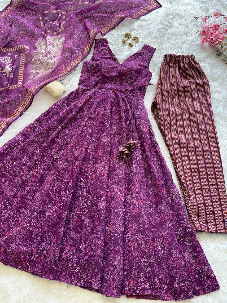 Ynf Cotton KESH154 305 Gowns Wholesale Printed Gowns Embroidery Gowns Anarkali Gown Manufacturer