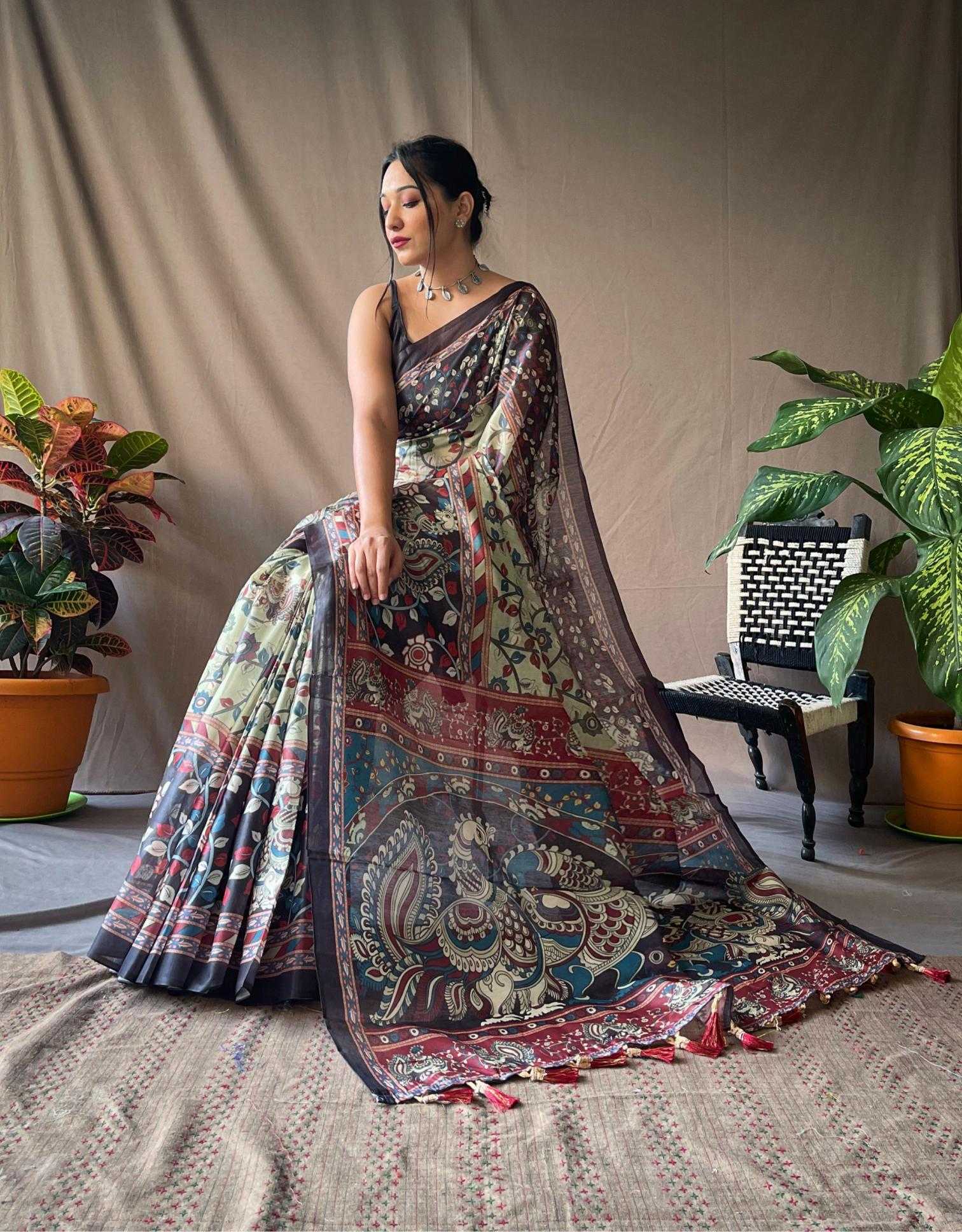 Ynf Cotton KESH249 COTTON KALAMKARI 2 Sarees Wholesale Printed Sarees Traditional Sarees Cotton Sarees Manufacturer