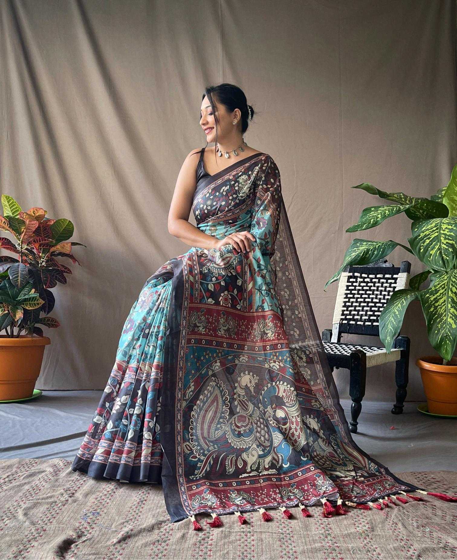Ynf Cotton KESH249 COTTON KALAMKARI 2 Sarees Wholesale Printed Sarees Traditional Sarees Cotton Sarees Manufacturer