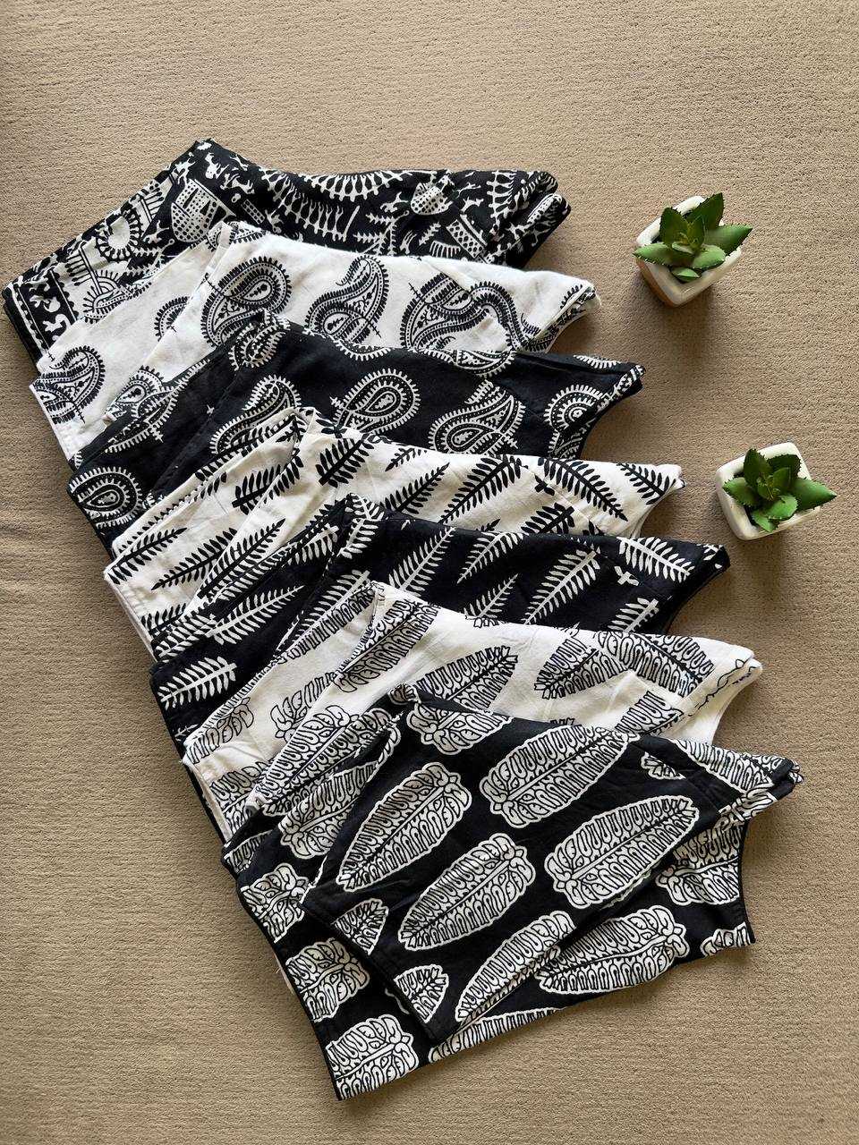 Ynf Cotton KESH437 Ajrakh-Black N White Readymade Blouses Festive Collections Wholesale Blouse Designer Blouse Onam Collections Manufacturer
