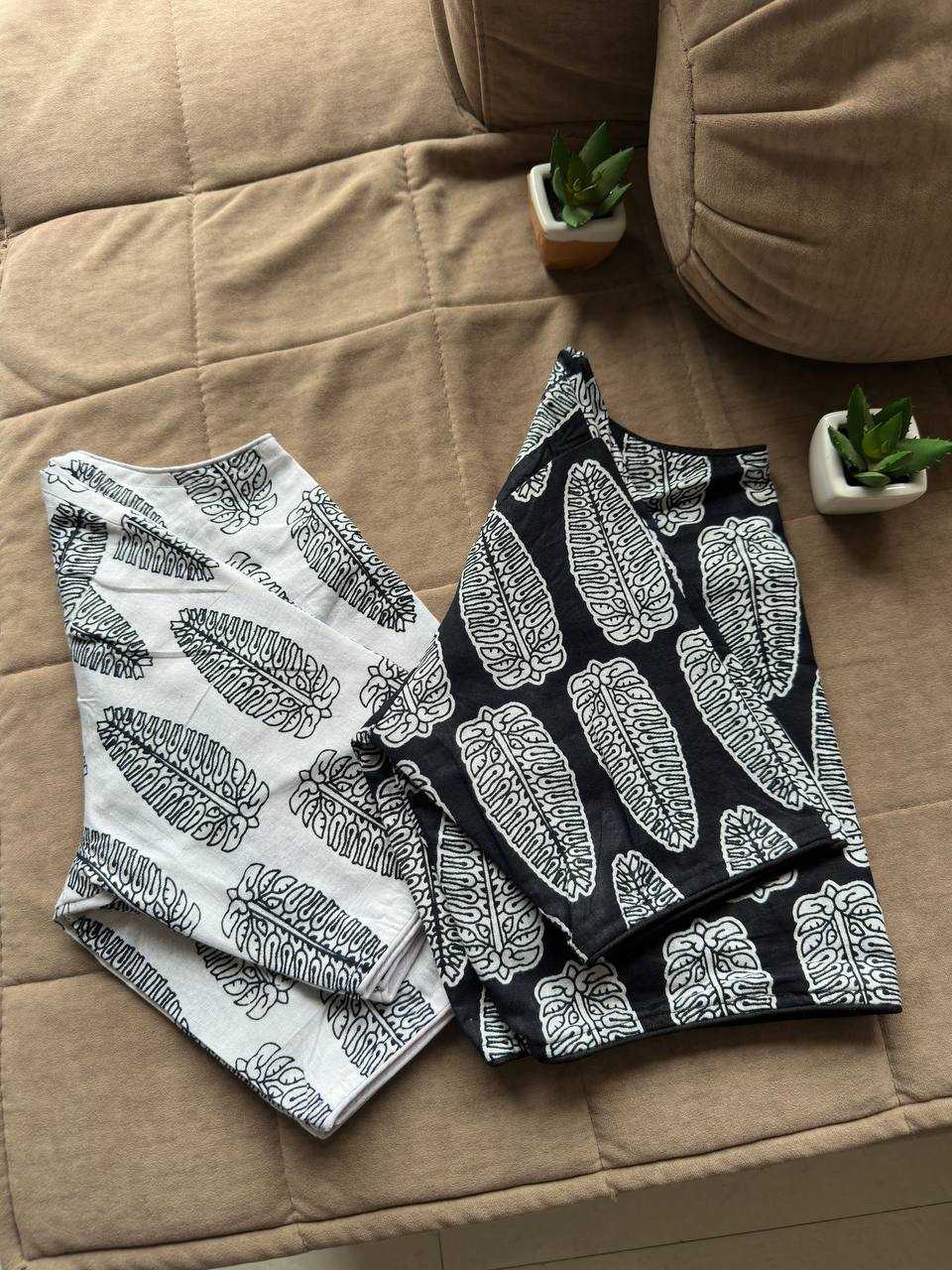 Ynf Cotton KESH437 Ajrakh-Black N White Readymade Blouses Festive Collections Wholesale Blouse Designer Blouse Onam Collections Manufacturer