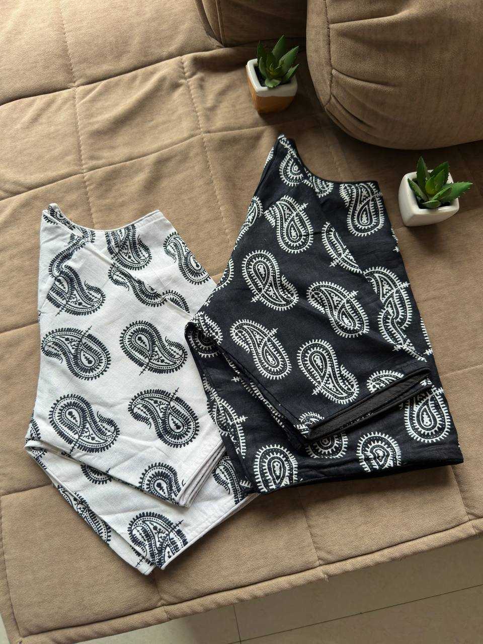 Ynf Cotton KESH437 Ajrakh-Black N White Readymade Blouses Festive Collections Wholesale Blouse Designer Blouse Onam Collections Manufacturer